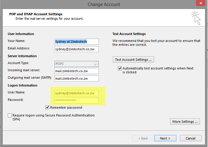 Change password - Microsoft Outlook Password
